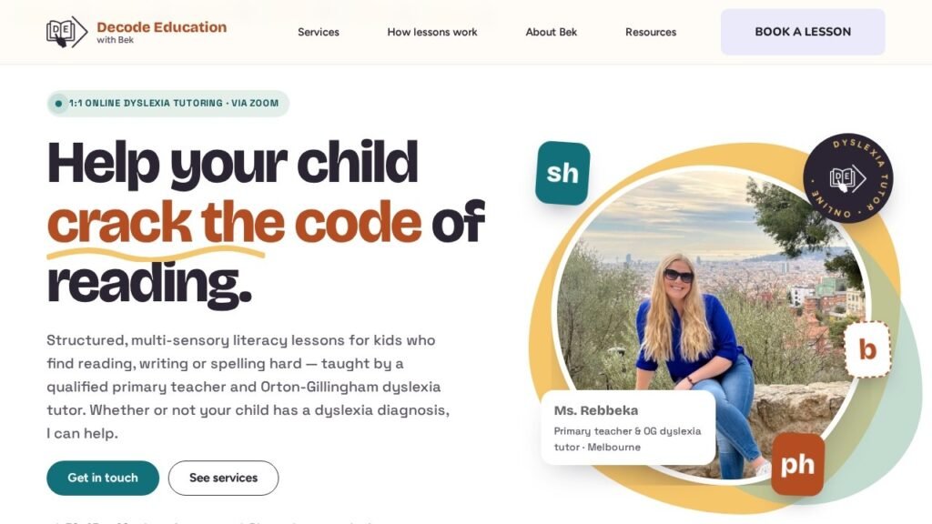 Decode Education with Bek website homepage