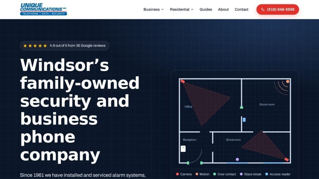 Unique Communications website homepage